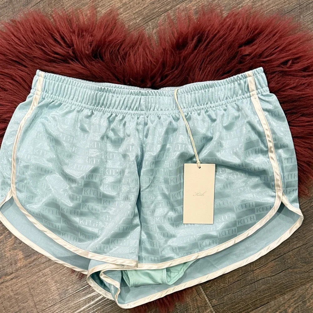Kith Women’s Aqua Logo Running Shorts NWT Size (S) (NWT) - Picture 1 of 6